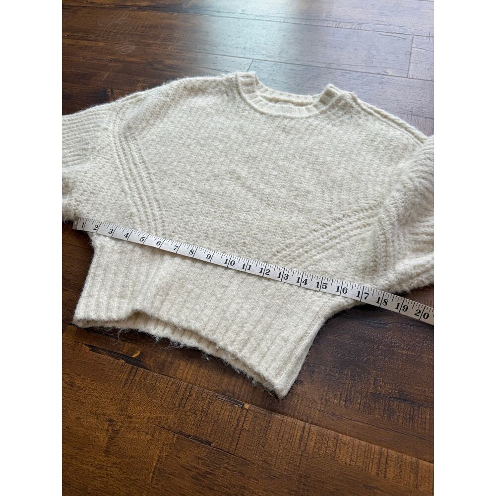 Pilcro Anthropologie Chunky Knit Sweater Oversized Cropped Balloon Sleeve Cream - Picture 5 of 6